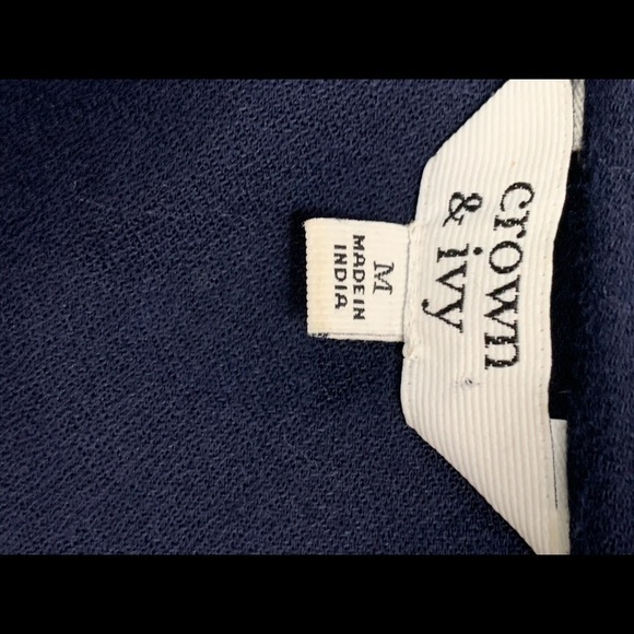 Crown& Ivy navy lacey cotton blend tunic, size M - Picture 5 of 5